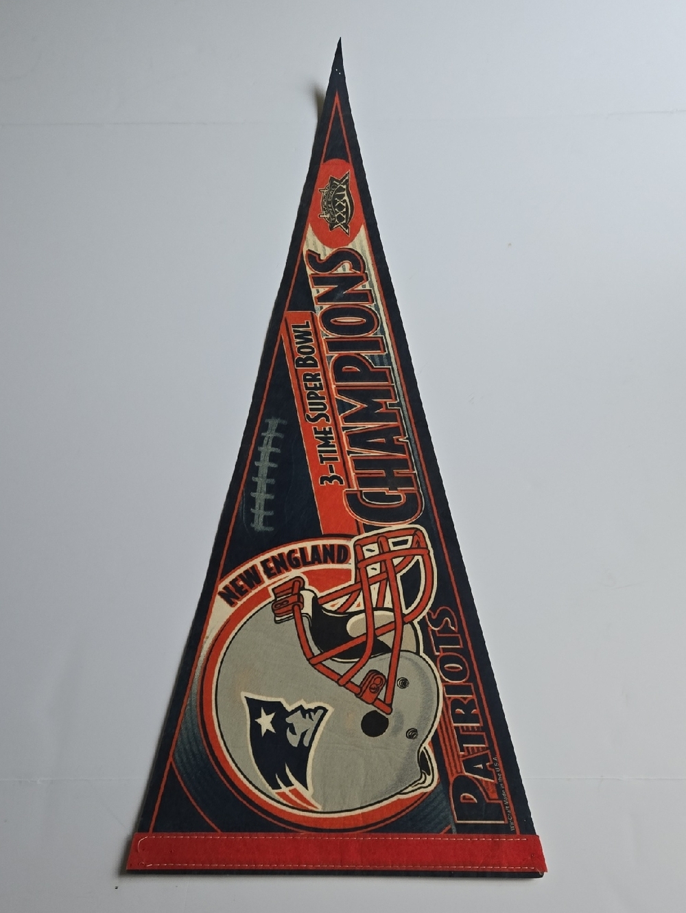 February 2005 New England Patriots 3-Time Super Bowl Champions Vintage Pennant